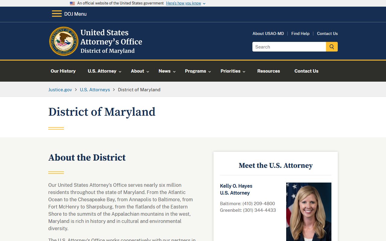 Montgomery County court charges federal U.S. Attorney District of Maryland source