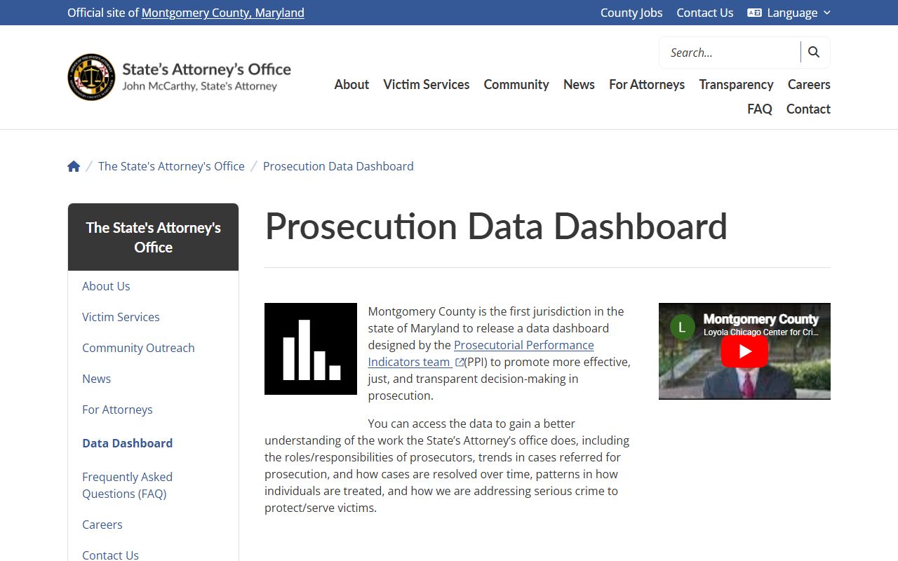 Montgomery County criminal court records prosecution data dashboard