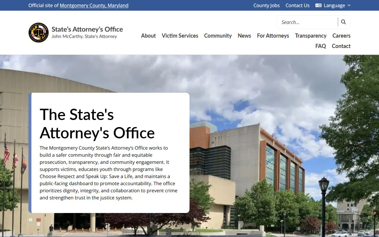 Montgomery County criminal court records State's Attorney office page